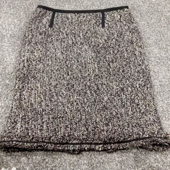 Talbots fully lined black & gray  tweed pencil skirt with black trim Size 8 NWT - Picture 1 of 3